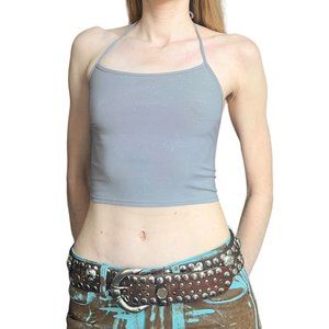 Motel Rocks grey glitter cropped halterneck top